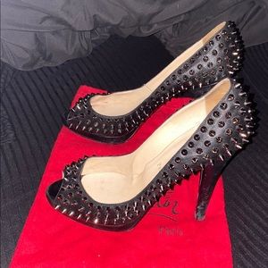 Christian Louboutin Spiked Peep Toe Heels